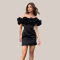 Anoushka Elevated Off the Shoulder Cocktail Dress with Ruffle Detail Premium Wardrobe Essential