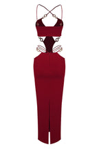 Melina Sexy Halter Wine Dress