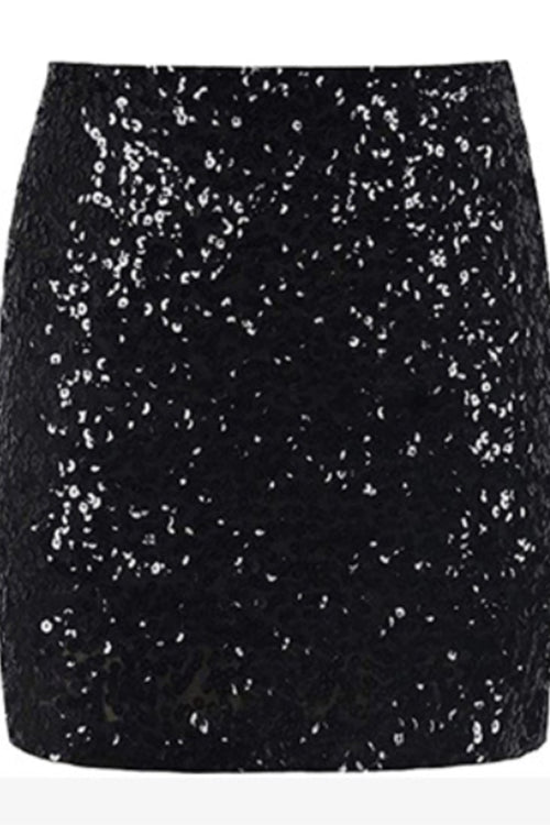 Elastic Waist Sparkly Sequin Mini Skirt