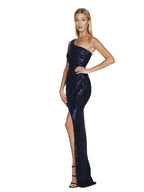 One-shoulder Tie-up Pleated Sweet And Spicy Sequined Dress