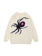 Contrast Color Spider Jacquard Sweater