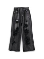 Washed Black Ripped Boyfriend Jeans