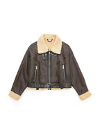 Lambswool Lined Leather Splice Short Jacket