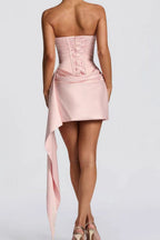 Strapless Scarf Neck Detail Bodycon Mini Dress