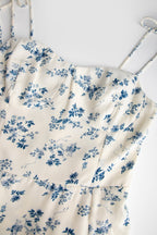 Floral Print Sweetheart Tie Shoulder Bustier Mini Dress