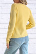 Front Ribbed Long Sleeve Cardigan