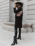 Solid Color Lapel Mid-length Button Wool Coat