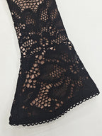 Lace Cutout Bodycon Bell Sleeves Mini&Short Dresses