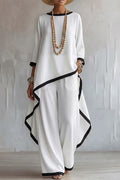 Minimalist Asymmetric Tunic & Wide-Leg Trouser Set