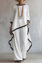 Minimalist Asymmetric Tunic & Wide-Leg Trouser Set