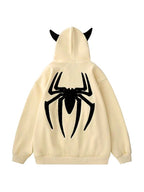 Street Spider Embroidered Devil Styling Oversized Hoodie