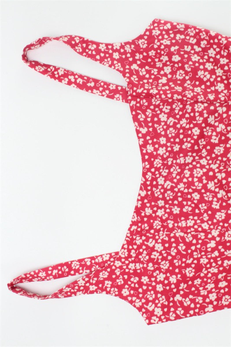 Wide Strap Sweetheart Toile Floral Print Fit and Flare Mini Dress