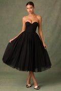 Sheer Bustier Strapless Cocktail Dress