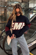 Oversized Letter Print Sweater