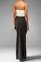 Polka Dot Pencil Slim Maxi Skirt