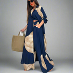 Printed mid-length top and wide-leg pants two-piece set