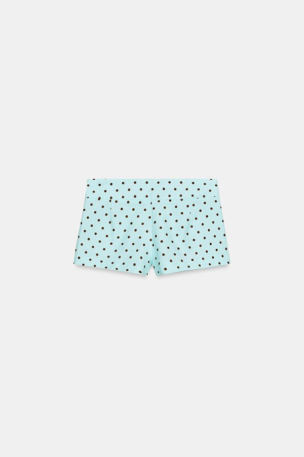 Trisha Linen Blend Polka Dot Stand Neck Belted Jacket and Low-Rise Pocket Mini Shorts Set