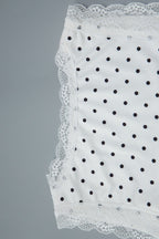 Scoop Neck Lace Trim Polka Dot Bodycon Mini Dress
