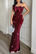 Strapless Bow Maxi Dress