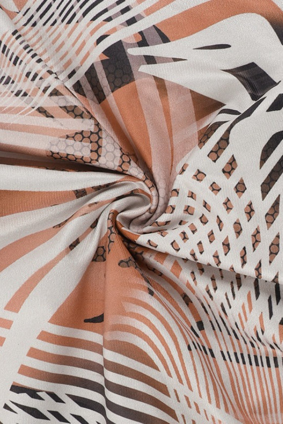 Khaki Halter Wrap Neck Side Cutout Sash Tie Abstract Print Mini Dress