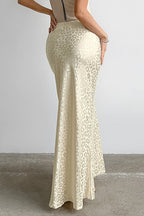 Leopard Print Satin Mermaid Skirt