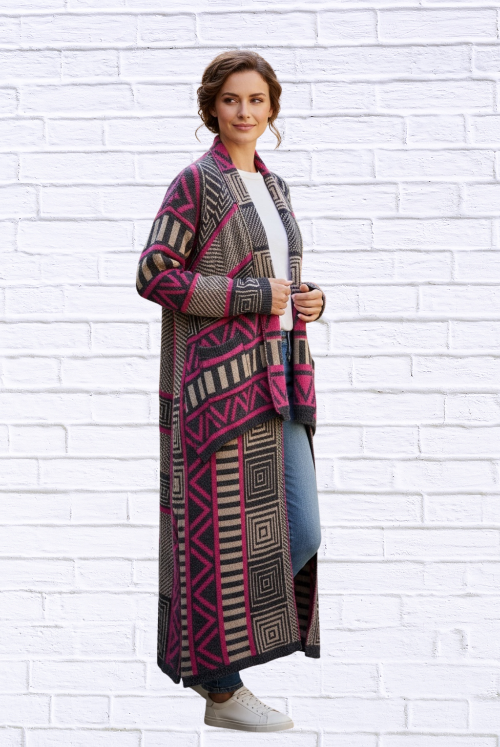Printed Shawl Cardigan with Fringed Hem _ Cozy, Stylish, and Perfect for Layering!