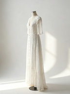 White Lace Maxi Boho Dress for Women - Embroidery Button Front Short Sleeves High Low Dress - Summer Beach Bridal Party Wear 2026