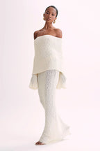 Off Shoulder One Shoulder Knit Sweater Dress