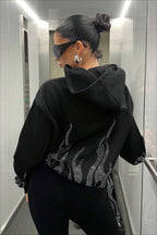 Street Style Flame Zipper Hoodie