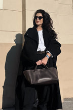 Stand Collar Batwing Sleeve Longline Loose Wool Overcoat