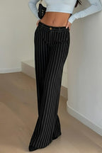 Contrast Stripe Woven Wide Leg Pants