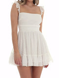 Square Neck Backless Lace Up Mini Dress