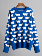 Alpaca print crew neck sweater