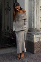 One Shoulder Bodycon Knit Sweater Dress