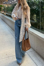Solid Color Sheer Lace Elegant Ribbon Long-sleeved Shirt