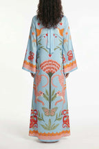 Safari Fantasy Tie-Neck Maxi Dress