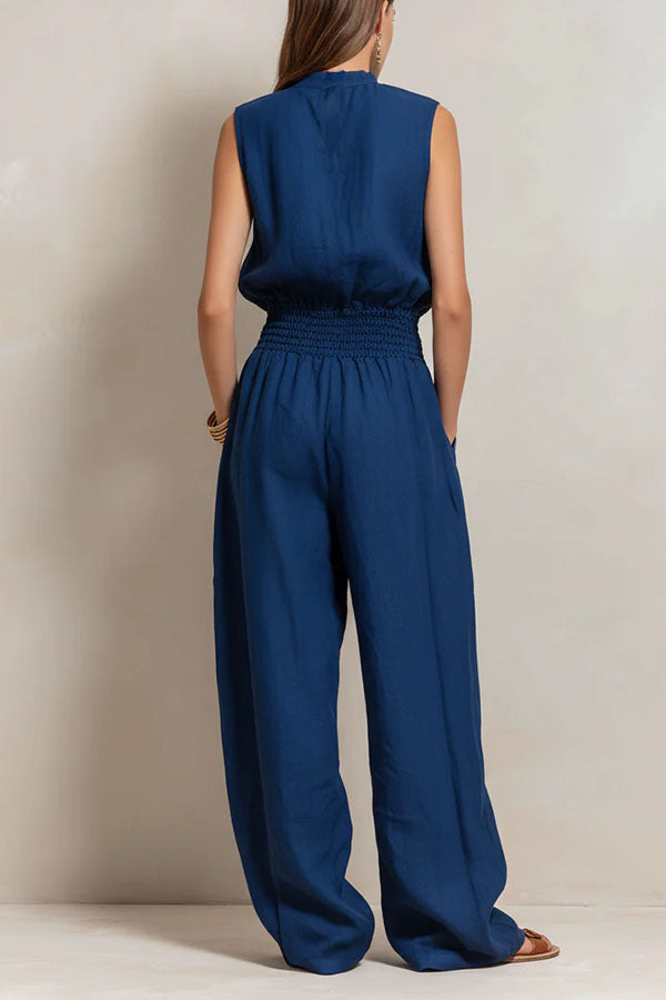 Chic Sleeveless Top and High-Waisted Wide-Leg Pants