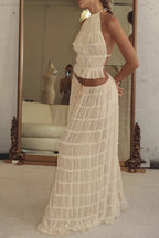 Ruched Halter Cami And Maxi Skirt Dress