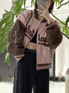 Retro Pink Contrast Long Sleeves Jacket