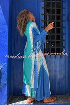 Song of The Vagabond Tie-dye Print Open Front Tassel Duster Cover-up