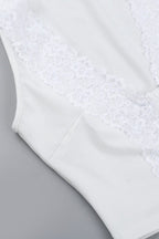 Sexy V Neck Lace Trim Crop Top