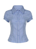 Vintage Striped Short Sleeves Shirts