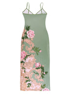 V-neck Camisoles Printed Sexy Backless Maxi Dresses