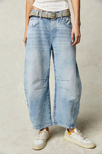 Mid Rise Barrel Leg Jeans