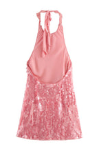 Disc Sequin Halter Neck Bodycon Mini Dress
