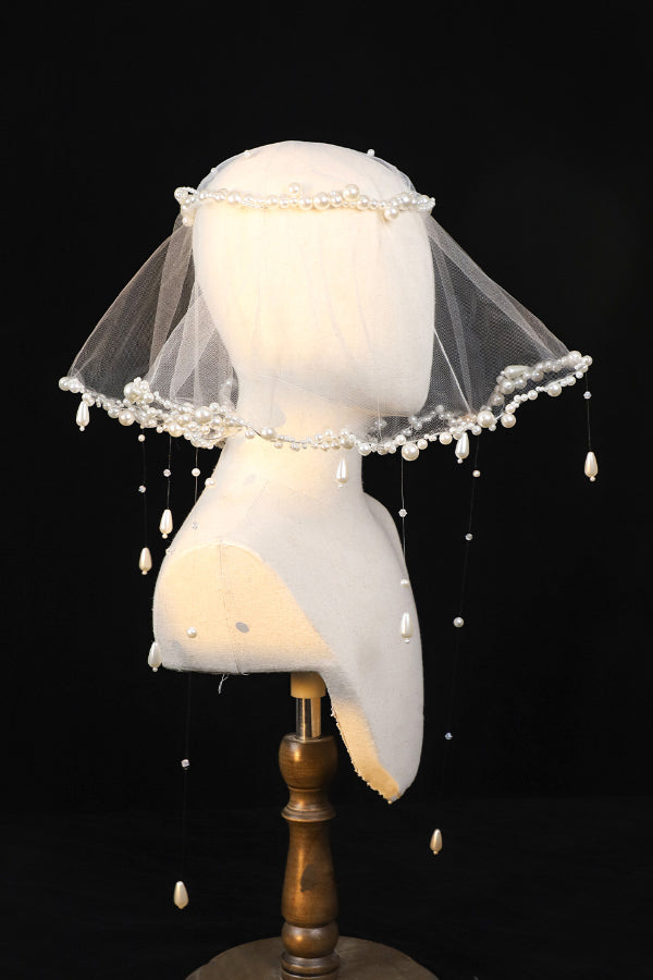 Elegant Retro Pearl Tassel Veil