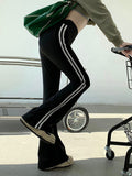 Piping Detail High Rise Flare Leg Pants