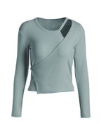Cutout Irregular Neckline Long Sleeve Tee