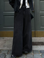 Raw Edge Mopping Black Flare Jeans