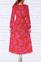 Floral V-Neck Long Sleeve Dress